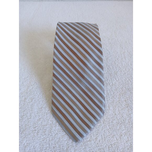 Jones New York 100% Silk Striped Mens Tie Brown Blue Pink Necktie Office Career - Picture 1 of 7